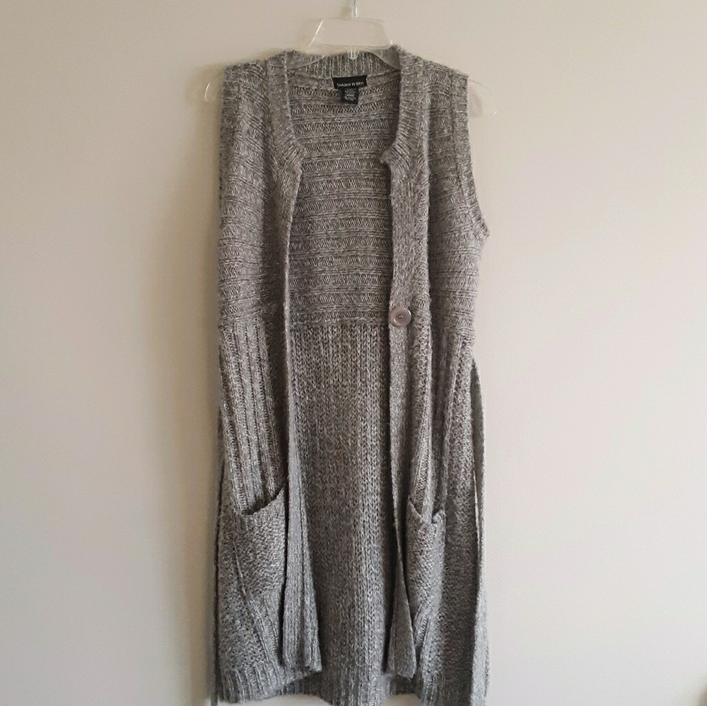 Acrylic Sweater Long Drape Vest Size Large